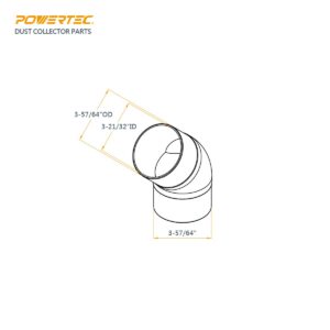 POWERTEC 70183 4” 45 Degree Elbow - ABS Plastic Dust Collector Connector (Black)