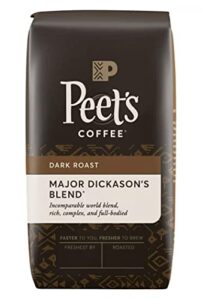 peet's coffee, major dickason's blend, dark roast, whole bean 32oz (2 pack)