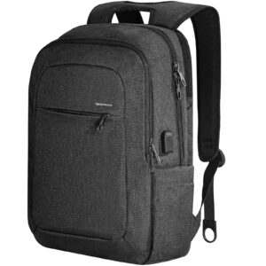 kopack slim laptop backpack for men women,15.6 inch theft proof lightweight black backpack with usb charging port, business travel college commute work bag daypack,grey