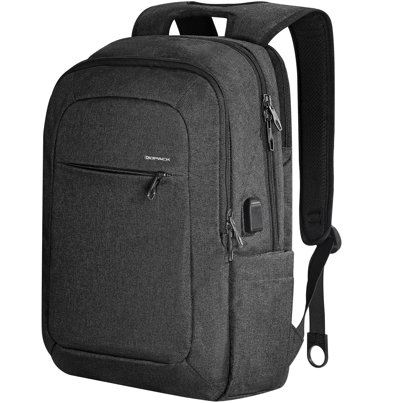 kopack Slim Laptop Backpack for Men Women,15.6 inch Theft Proof Lightweight Black Backpack with USB Charging Port, Business Travel College Commute Work Bag Daypack,Grey