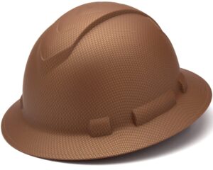 pyramex ridgeline full brim hard hat, 4-point ratchet suspension, copper pattern