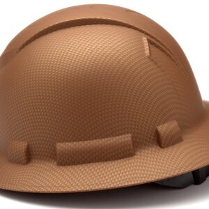 Pyramex Ridgeline Full Brim Hard Hat, 4-Point Ratchet Suspension, Copper Pattern