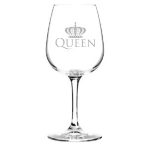 DU VINO Queen Funny Novelty Wine Glass - 12.75 oz. - Humorous Present for Mom, Women, Friends, or Her - Bridal Shower, Engagement or Wedding Favor - Made in USA