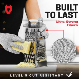 NoCry Cut Resistant Gloves with Grip Dots - High Performance Level 5 Protection, Food Grade. Size Medium, Complimentary Ebook Included!