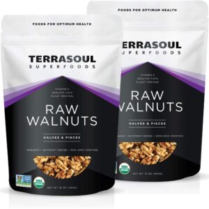 terrasoul superfoods organic raw walnuts, 2 lbs (2 pack) - chandler variety | fresh | light color