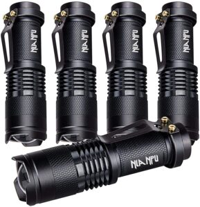 5 pack sk-68 3 modes handheld mini cree q5 led flashlight torch tactical lamp 7w 300lm adjustable focus zoomable light