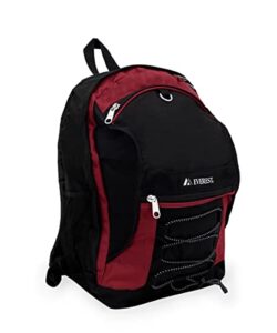 everest two-tone backpack with mesh pockets, burgundy/black, one size
