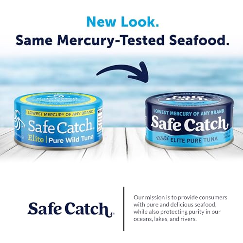 Safe Catch Elite Lowest-Mercury Canned Solid Wild Tuna Fish Steak, Every Fish Is Tested, Gluten-Free, Paleo, Keto, Kosher, Non-GMO, High-Protein Food, 5oz Cans, Pack of 12