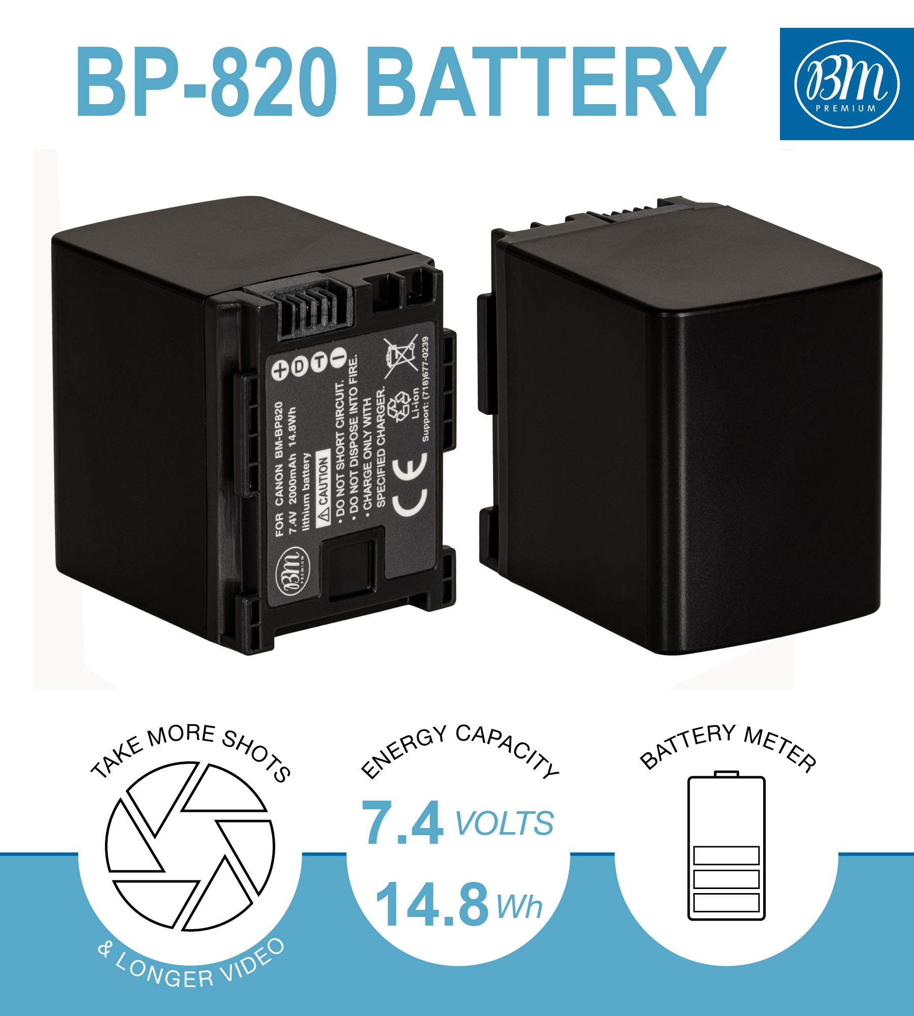 BM 2 BP-820 Batteries and Dual Battery Charger for Canon VIXIA HF G50, HF G60, HF G70, XA40, XA45, XA50, XA55, HFG30, HFG40, HFM301, HFM41, HFM400, XA10, XA11, XA15, XA20, XA25, XA60, XA65, XA70, XA75