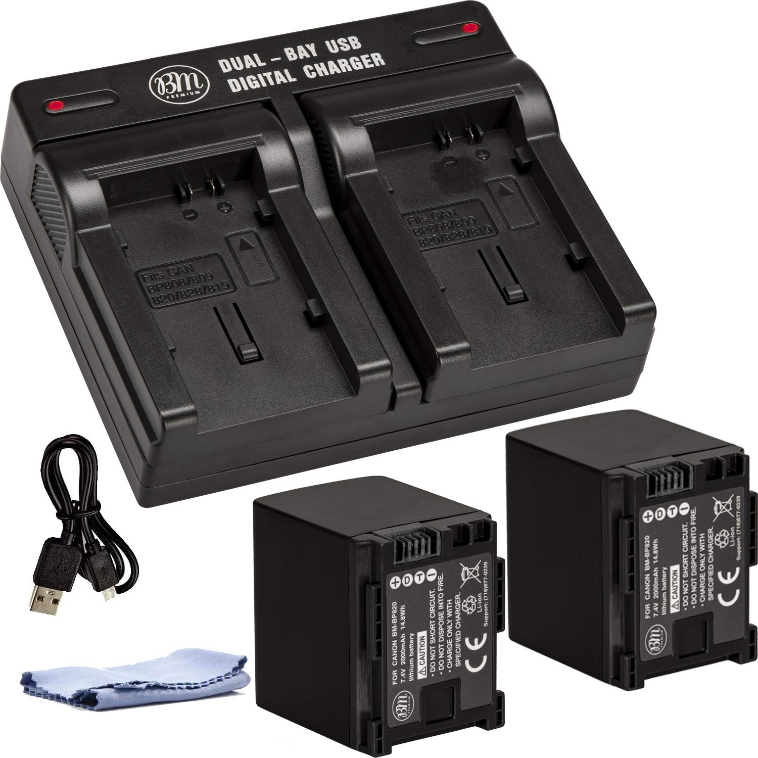 BM 2 BP-820 Batteries and Dual Battery Charger for Canon VIXIA HF G50, HF G60, HF G70, XA40, XA45, XA50, XA55, HFG30, HFG40, HFM301, HFM41, HFM400, XA10, XA11, XA15, XA20, XA25, XA60, XA65, XA70, XA75