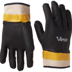 Galeton Viper Double Coated PVC Gloves Safety Cuff Black (Pack of 12) 7110,Large