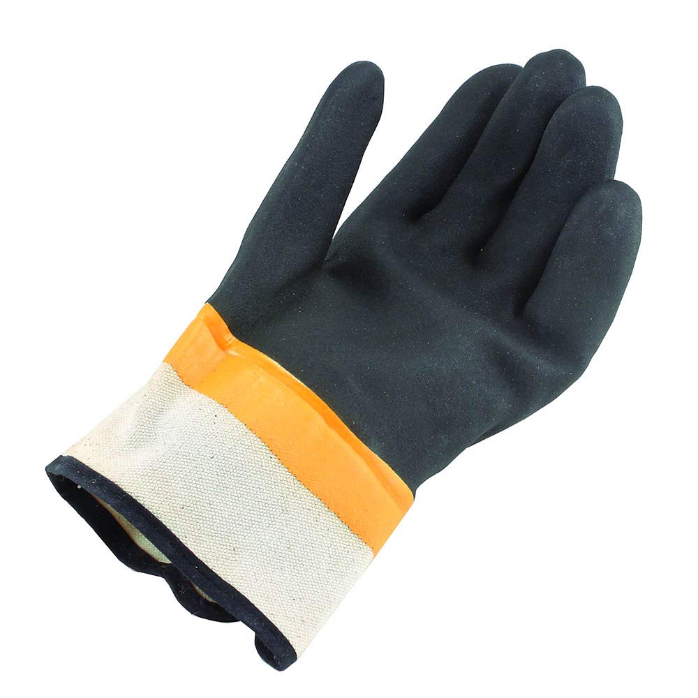 Galeton Viper Double Coated PVC Gloves Safety Cuff Black (Pack of 12) 7110,Large