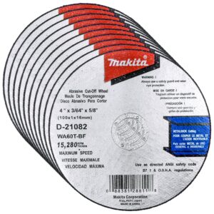 makita 10 pack - 4 inch cut off wheels for 4" grinders - aggressive cutting for metal & stainless steel