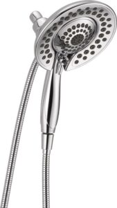 delta faucet 5-spray in2ition 2-in-1 dual shower head with handheld spray, chrome hand held shower head with hose, handheld shower heads, 1.75 gpm shower head, chrome 58569-pk