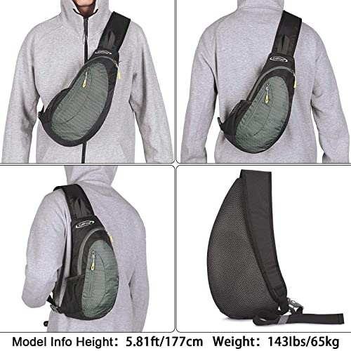 G4Free Sling Bags Men Shoulder Backpack Small Cross Body Chest Sling Backpack (Black-Grey)