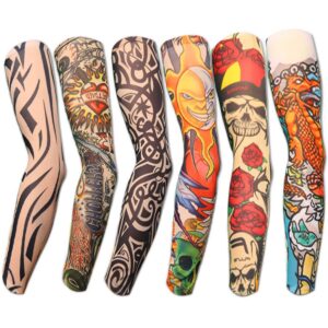 akstore temporary tattoo sleeves set arts temporary fake slip on tattoo arm sleeves kit (multicolor set1)