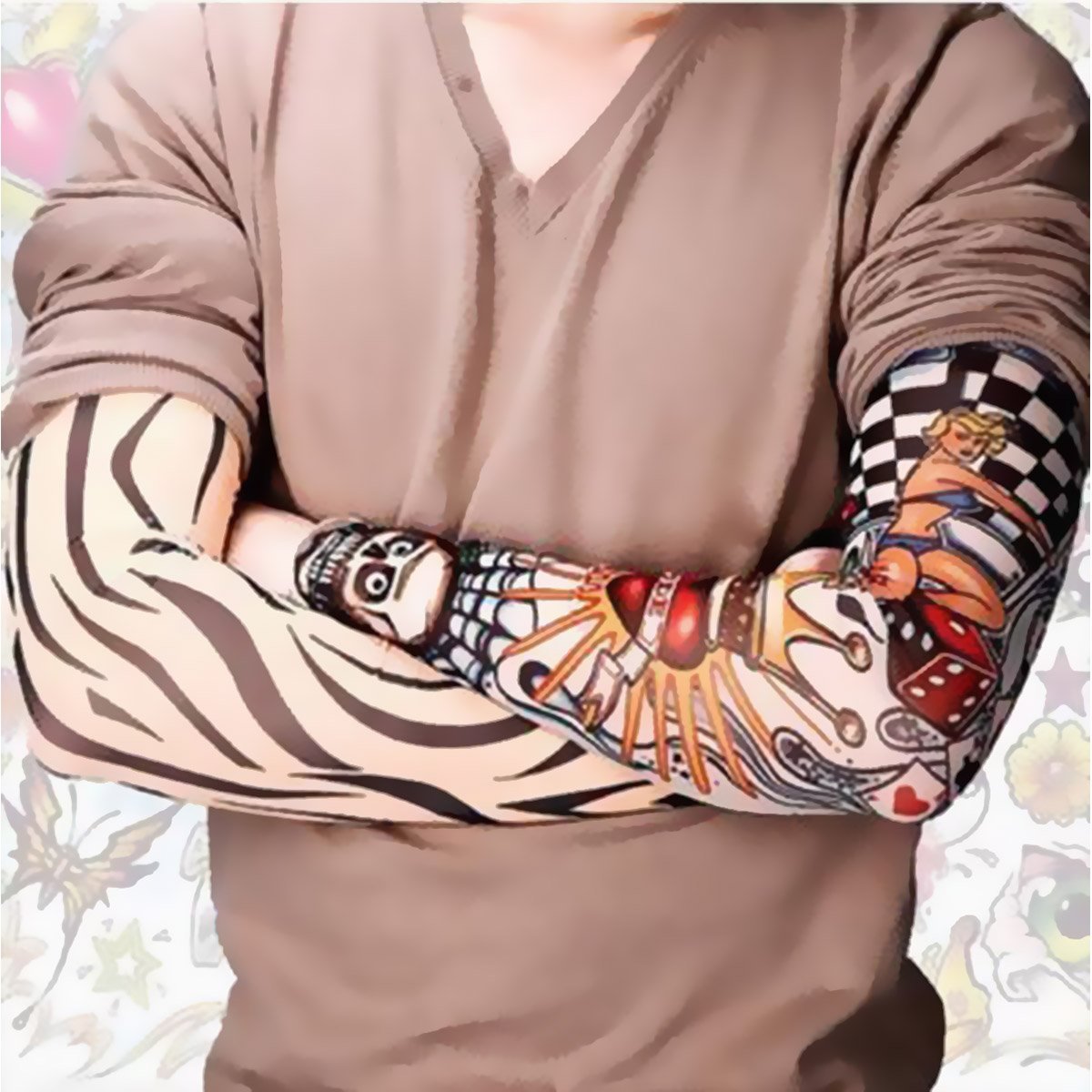 Akstore Temporary Tattoo Sleeves Set Arts Temporary Fake Slip On Tattoo Arm Sleeves Kit (Multicolor Set1)