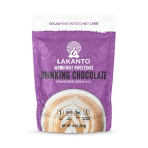 lakanto sugar free drinking chocolate - cold or hot cocoa powder mix, shelf stable probiotics, monk fruit sweetener, keto diet friendly, vegan, dutch cocoa, gourmet taste (original - 10 oz)