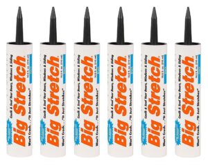 sashco inc 10004 6 pack 10.5 oz. big stretch acrylic latex high performance caulking sealant, black