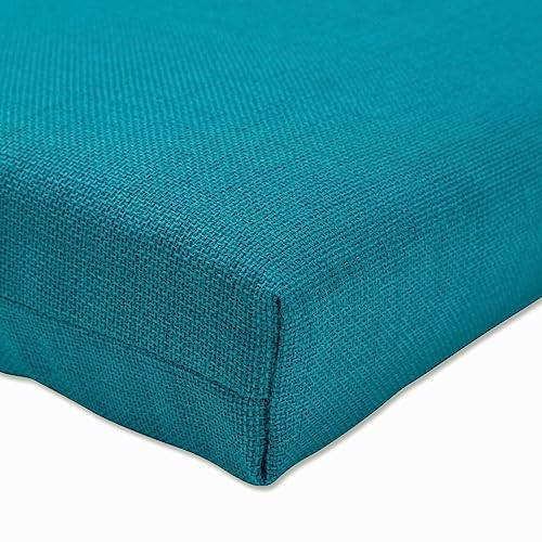 Pillow Perfect Rave Solid Indoor/Outdoor Wicker Patio Sofa/Swing Cushion Tufted, Weather and Fade Resistant, 18" x 45", Peacock