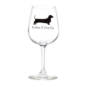 Drinking Divas - It's Been a Long Day 13oz Stemmed Wine Glass | fun glassware with dachshund, wiener dog | Birthday, Christmas or Mother's Day gifts for women mom sister or special occasion present