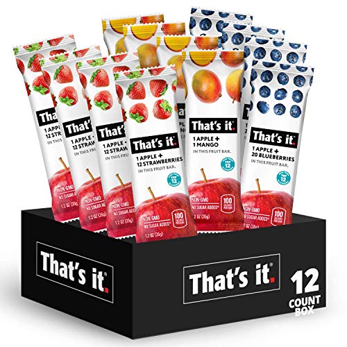 That's it. Variety Pack 100% Natural Real Fruit Bar, Best High Fiber Vegan, Gluten Free Healthy Snack, Paleo for Children & Adults, Non GMO No Added Sugar, No Preservatives Energy Food (12 Pack)