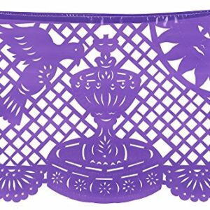 Paper Full of Wishes Festival Mexicano Large Plastic Papel Picado Banner, 9 Multi-Colored Panels 15 feet Long