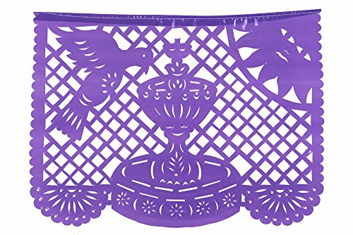 Paper Full of Wishes Festival Mexicano Large Plastic Papel Picado Banner, 9 Multi-Colored Panels 15 feet Long