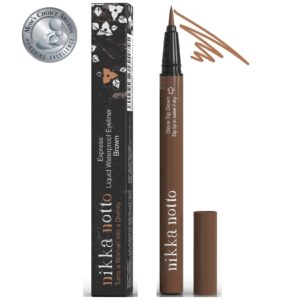 nikka notto liquid eyeliner waterproof pen“nude look”, satin brown, stay all day, smudge free, 3x more liquid 0.070fl.oz (mom's choice award®)