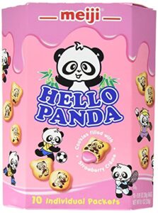 meiji hello panda family pack cookies, strawberry, 9.1 oz (10 individual packets)