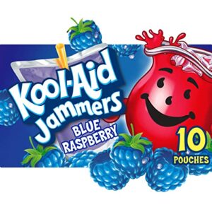 kool-aid jammers blue raspberry flavored kids 0% juice drink (10 ct box, 6 fl oz pouches)