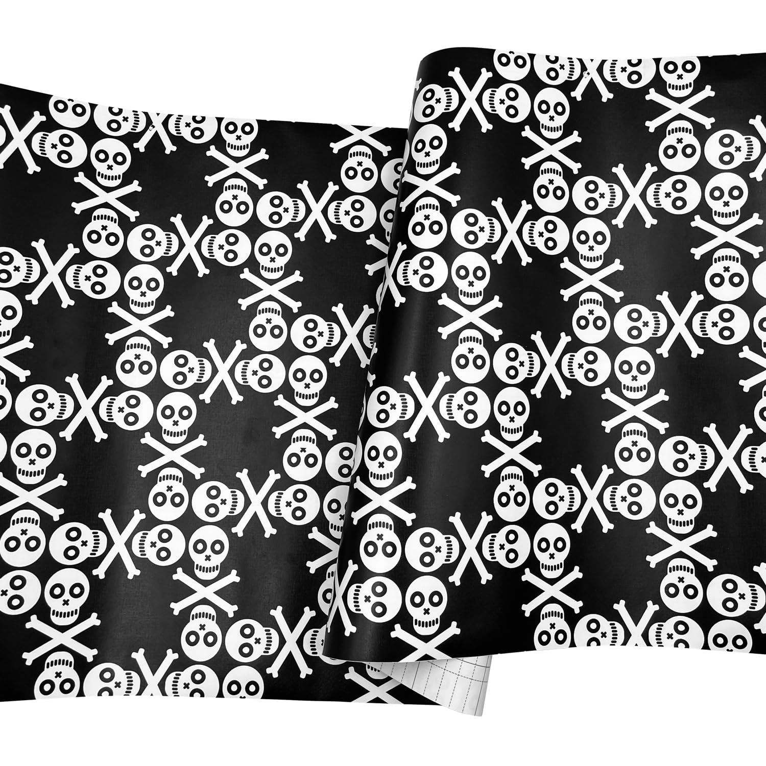 Yifely Black White Skull Shelf Liner Countertop Door Sticker Vinyl Drawer Covering Paper Protective Table-top Surface 17.7inch by 9.8 Feet