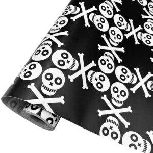 Yifely Black White Skull Shelf Liner Countertop Door Sticker Vinyl Drawer Covering Paper Protective Table-top Surface 17.7inch by 9.8 Feet