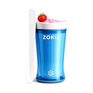zoku jumbo slush and shake maker, compact make and serve cup with freezer core creates single-serving smoothies, slushies and milkshakes in minutes, bpa-free, bright blue