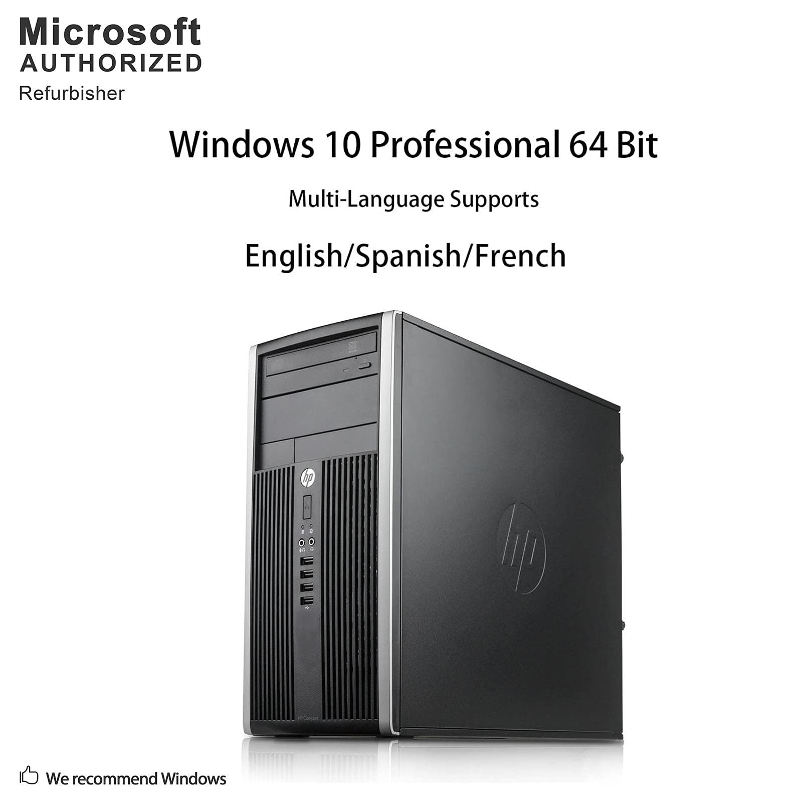 HP Compaq 6300 Pro Minitower PC - Intel Core i5-3470 3.2GHz 8GB 500GB DVDRW Windows 10 Pro (Renewed)