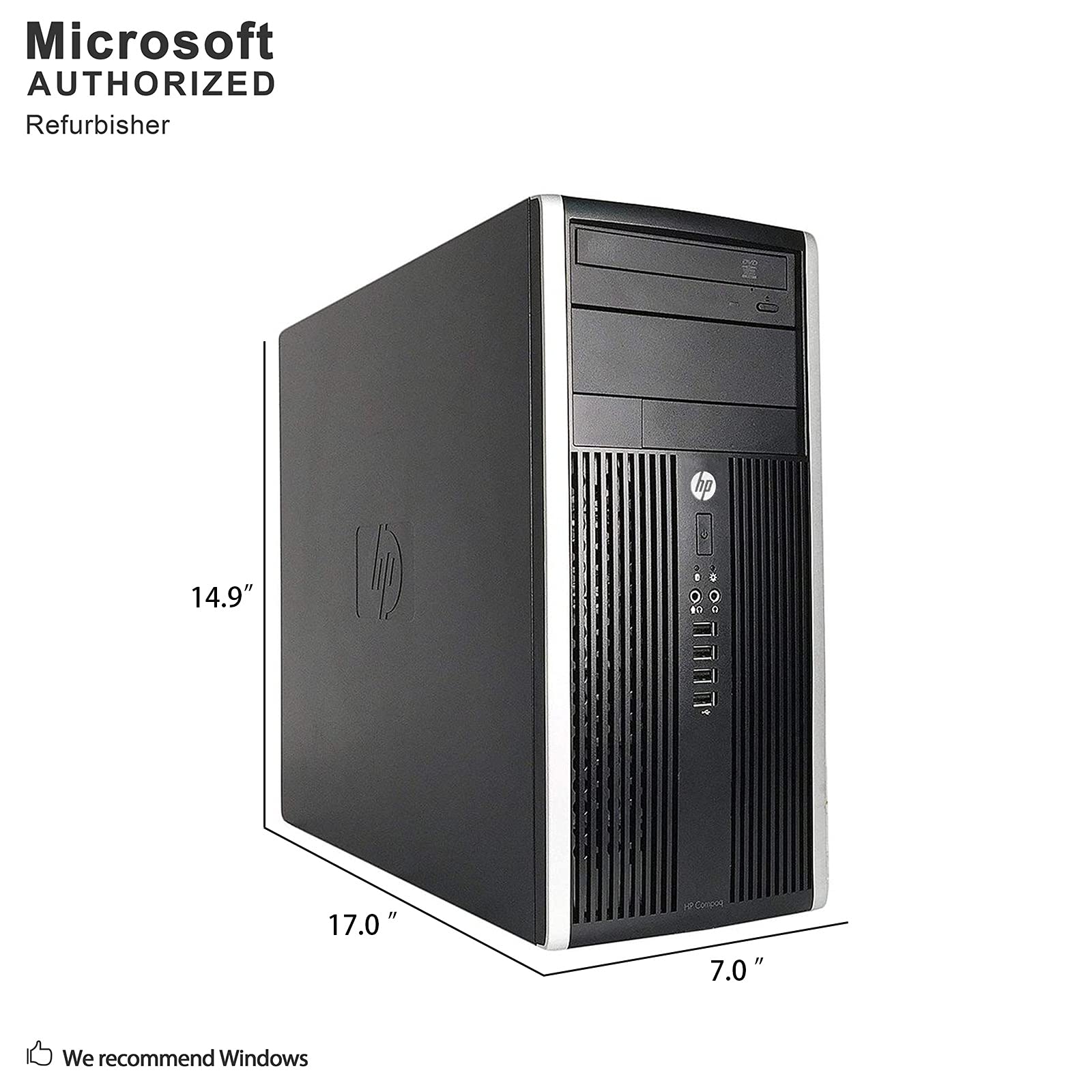 HP Compaq 6300 Pro Minitower PC - Intel Core i5-3470 3.2GHz 8GB 500GB DVDRW Windows 10 Pro (Renewed)