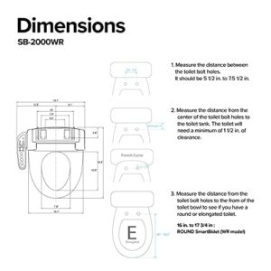 SmartBidet SB-2000 Electric Bidet Seat for Round Toilets - Electronic Heated Toilet Seat with Warm Air Dryer and Temperature Controlled Wash Functions