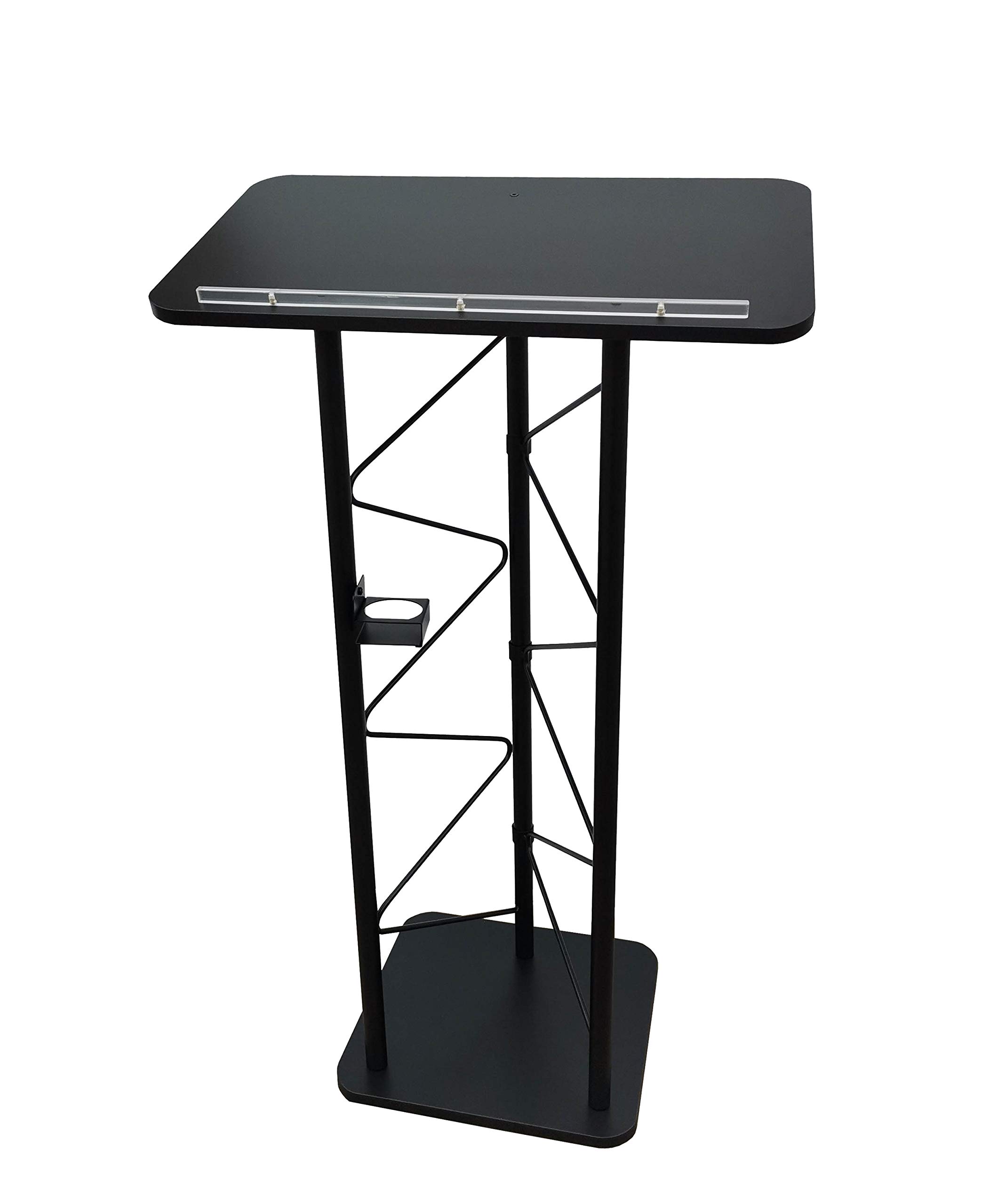 FixtureDisplays Truss Metal and Wood Podium 25" Wide Top Pulpit Lectern with A Cup Holder 11566-H