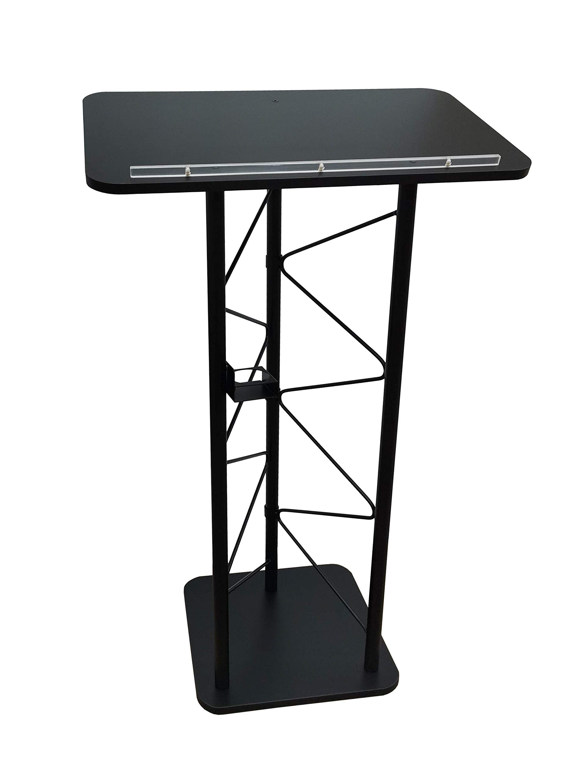 FixtureDisplays Truss Metal and Wood Podium 25" Wide Top Pulpit Lectern with A Cup Holder 11566-H