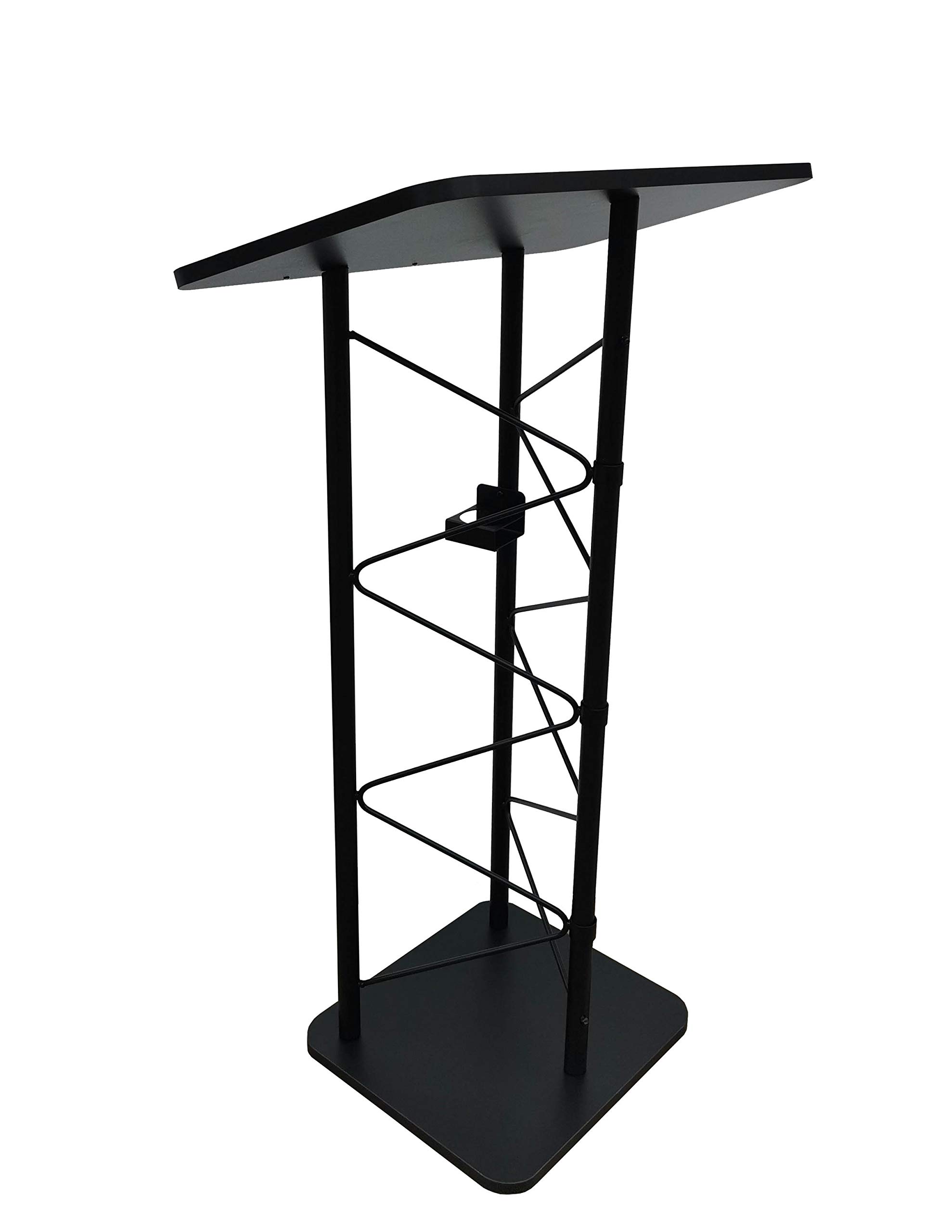 FixtureDisplays Truss Metal and Wood Podium 25" Wide Top Pulpit Lectern with A Cup Holder 11566-H