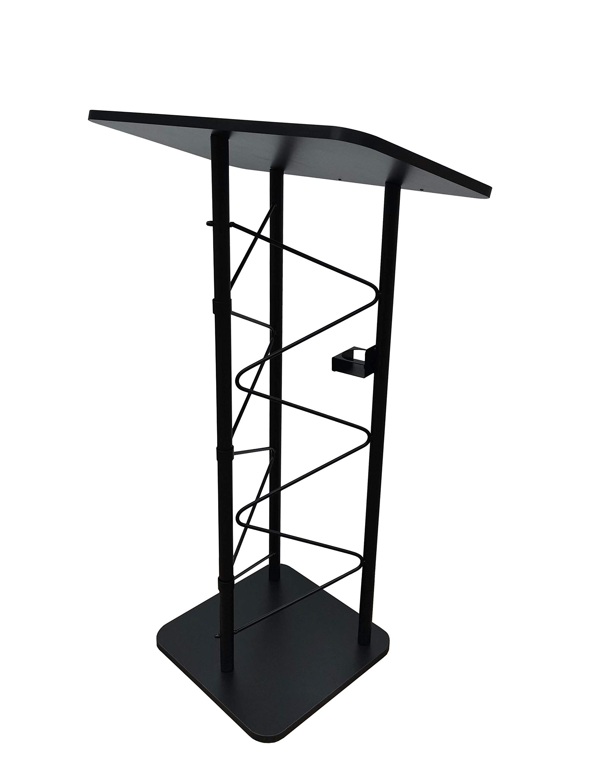 FixtureDisplays Truss Metal and Wood Podium 25" Wide Top Pulpit Lectern with A Cup Holder 11566-H