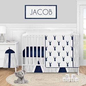 Sweet Jojo Designs Baby Children Kids Clothes Laundry Hamper for Navy Blue White and Grey Woodland Deer Bedding Set