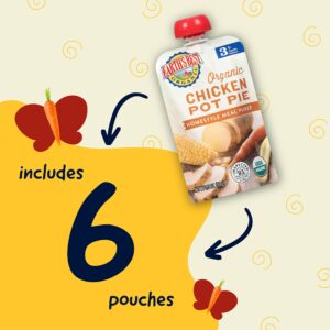 Earth's Best Organic Baby Food Pouches, Stage 3 Homestyle Meal Puree for Babies 9 Months and Older, Organic Chicken Pot Pie Puree, 3.5 oz Resealable Pouch (Pack of 6)