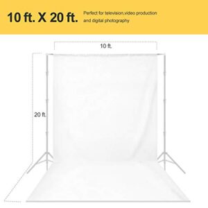 Julius Studio 10 ft. x 20 ft. Large Heavy Duty White Backdrop, Pure White Seamless Background, A+ Grade High Density > Standard, Synthetic Long Life Screen Fabric for Photo Video Studio, JSAG198