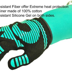 G & F 1685 1 Piece Heat Resistant BBQ Grilling Cooking Glove Mitt with Easy Slip on and off cuff, extra long and wide