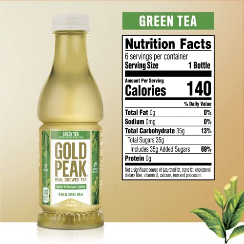 Gold Peak Sweetened Green Iced Tea Drink, 16.9 fl oz, 6 Pack