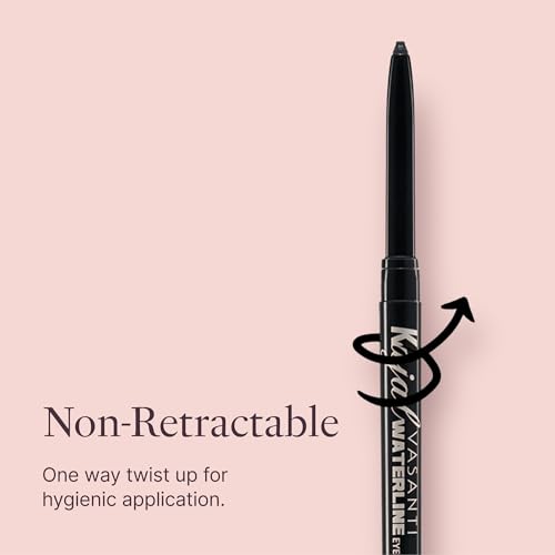 VASANTI Kajal Waterline Eyeliner Pencil - Long-lasting, Waterproof, Smudge-proof, Safe for Sensitive Eyes, Waterline Eye Liner - Opthalmologist Approved and Tested (Intense Black)