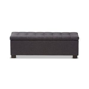 Baxton Studio Orillia Modern and Contemporary Dark Grey Fabric Upholstered Grid-Tufting Storage Ottoman Bench