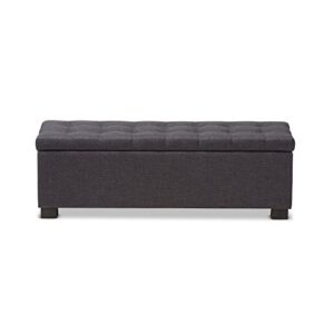 Baxton Studio Orillia Modern and Contemporary Dark Grey Fabric Upholstered Grid-Tufting Storage Ottoman Bench