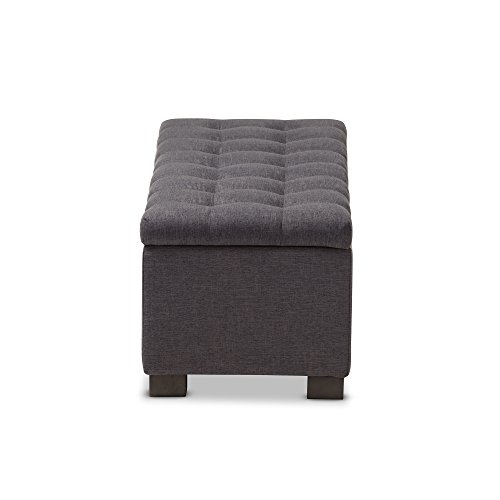 Baxton Studio Orillia Modern and Contemporary Dark Grey Fabric Upholstered Grid-Tufting Storage Ottoman Bench